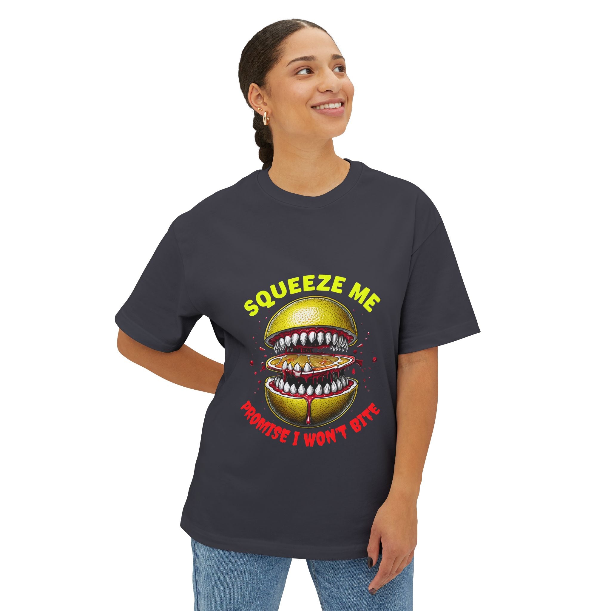 Humorous Oversized Tee - Squeeze Me, Lemonade Anyone?