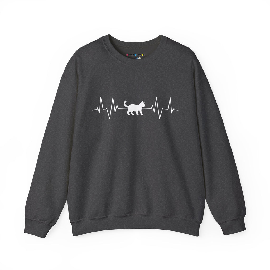 White Cat Heartbeat Crewneck Sweatshirt