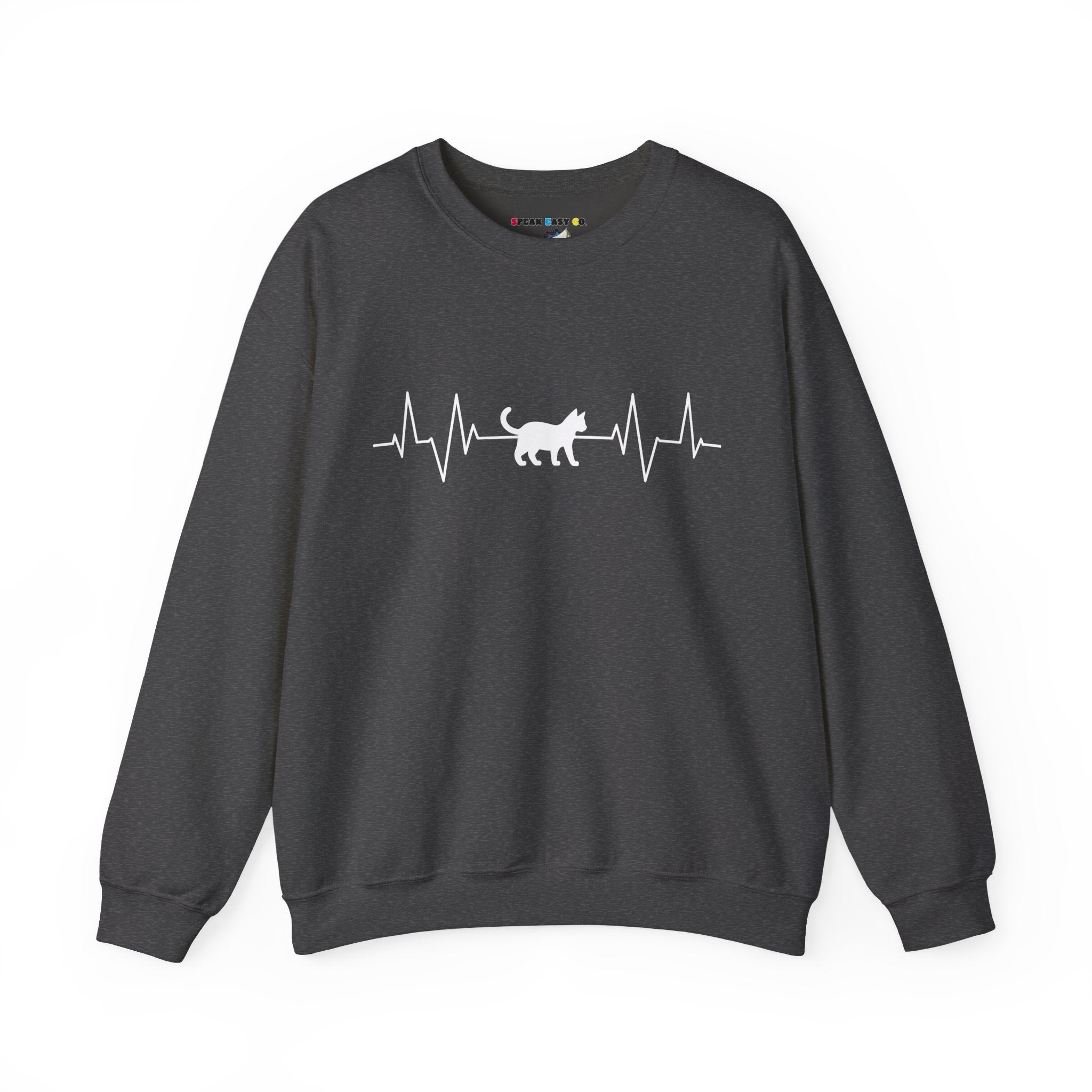 White Cat Heartbeat Crewneck Sweatshirt