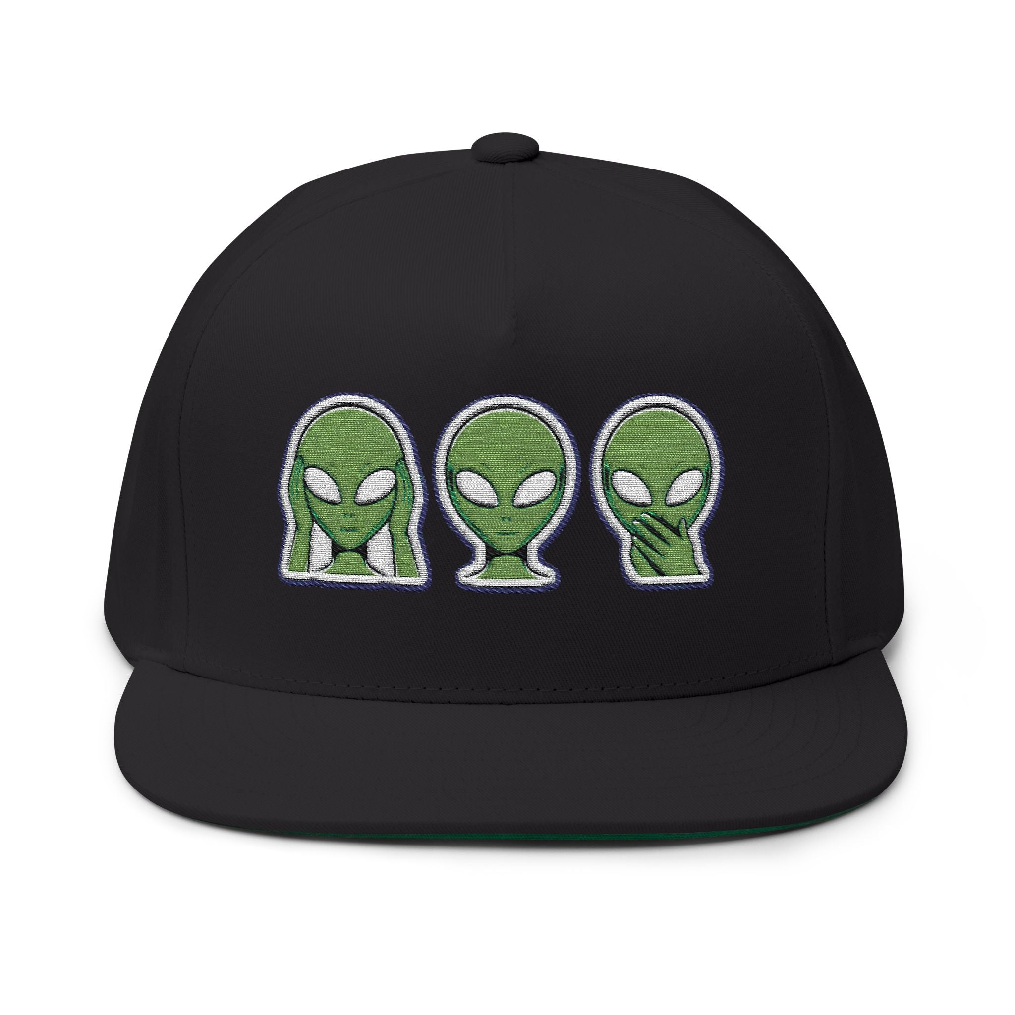 Alien Embroidered Flat Bill Cap