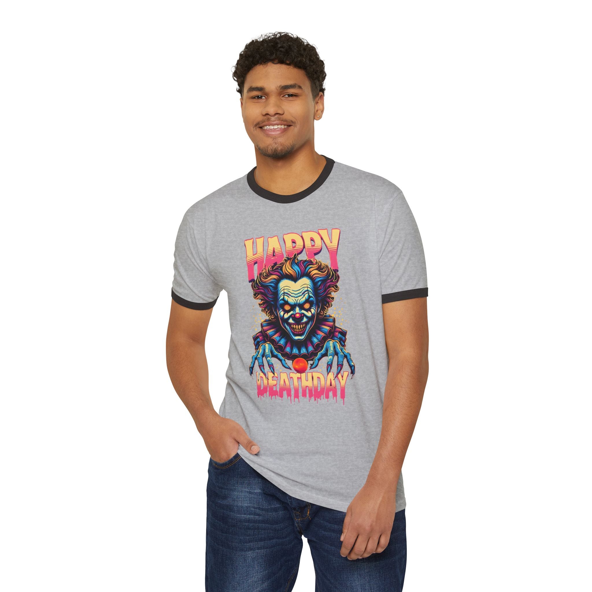"Happy Deathday" Clown Ringer Tee