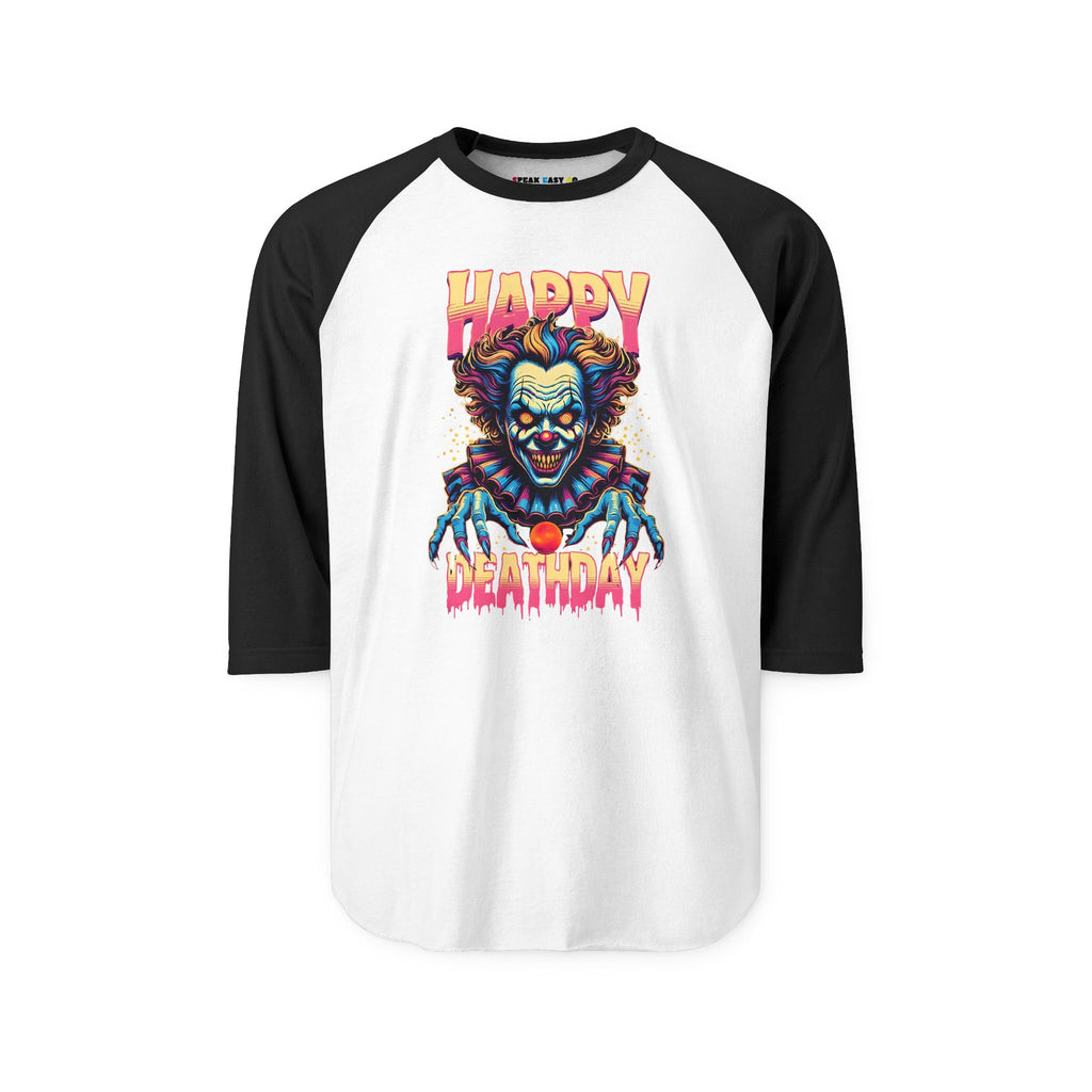 "Happy Deathday" Clown 3/4th Sleeve Raglan Shirt