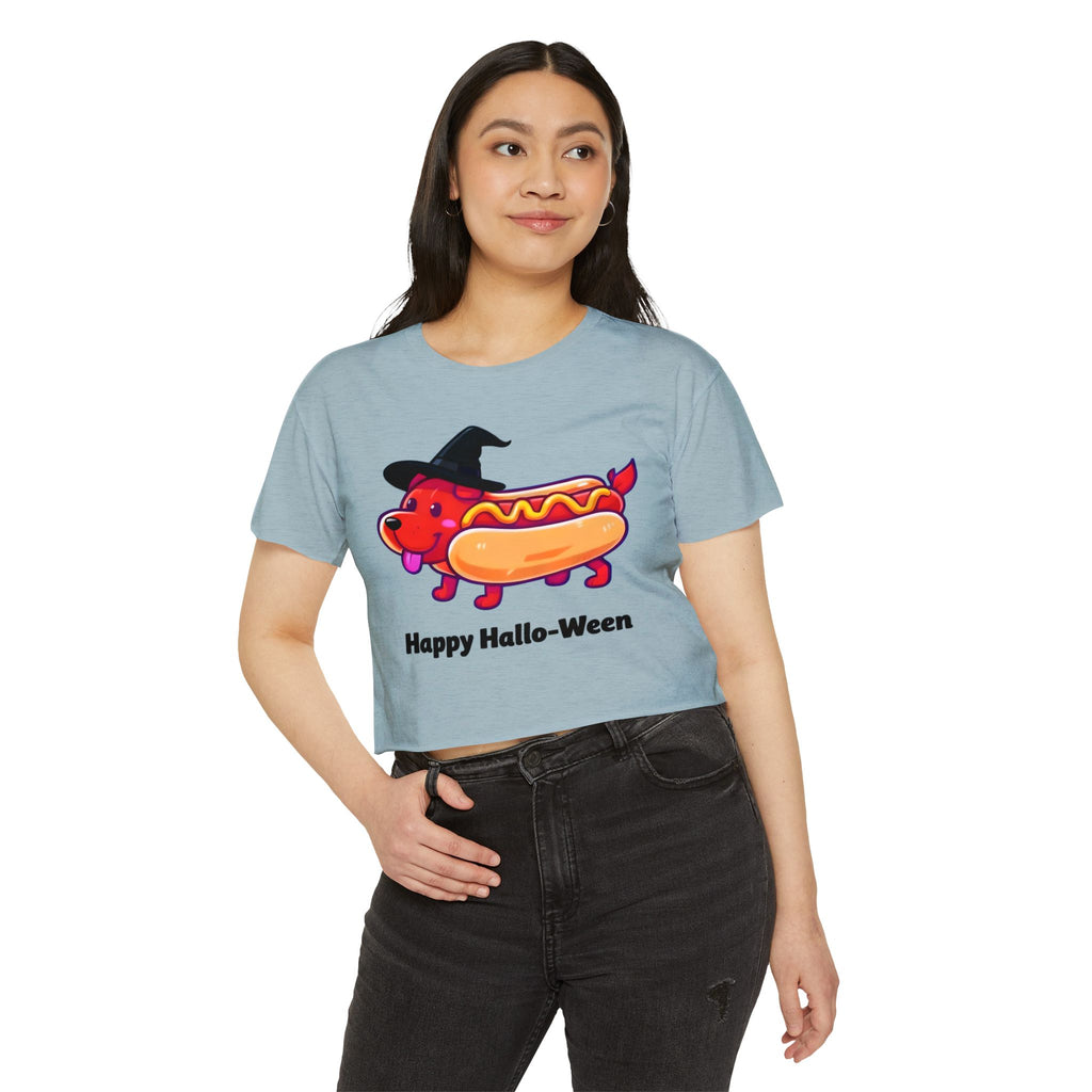 "Happy Hallo-Ween" Hotdog Costume Cropped Tee