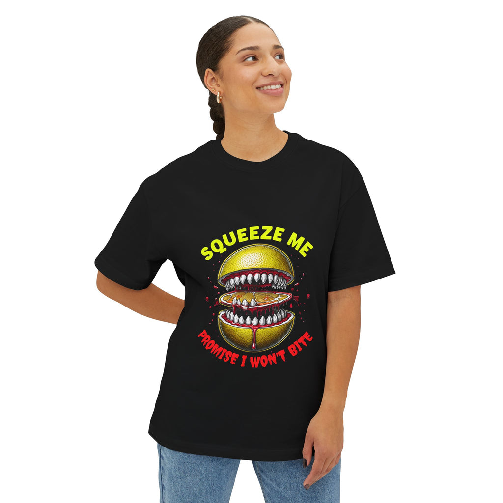 Humorous Oversized Tee - Squeeze Me, Lemonade Anyone?