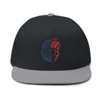 Heart & Brain Embroidered Flat Bill Cap