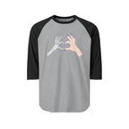 Skeleton Hand Heart 3/4th Sleeve Raglan Shirt
