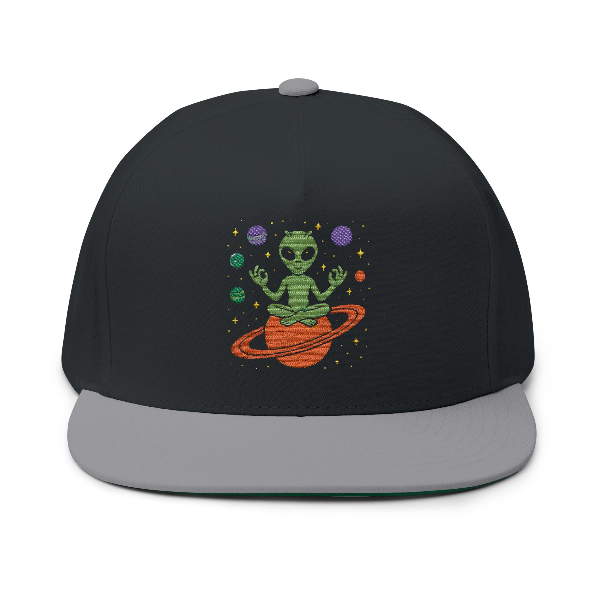 Galactic Alien Embroidered Flat Bill Cap