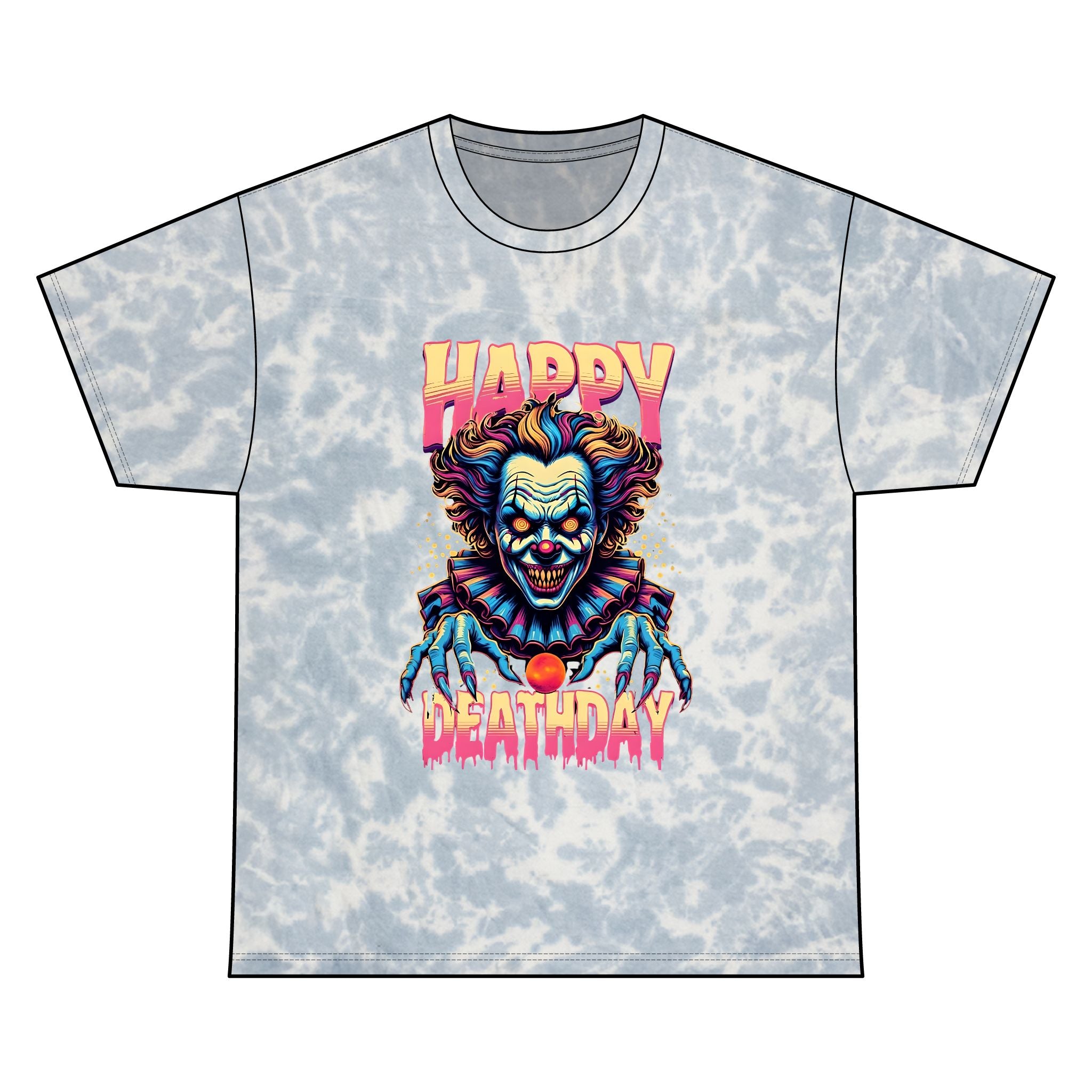 "Happy Deathday" Clown Tie-Dye Tee