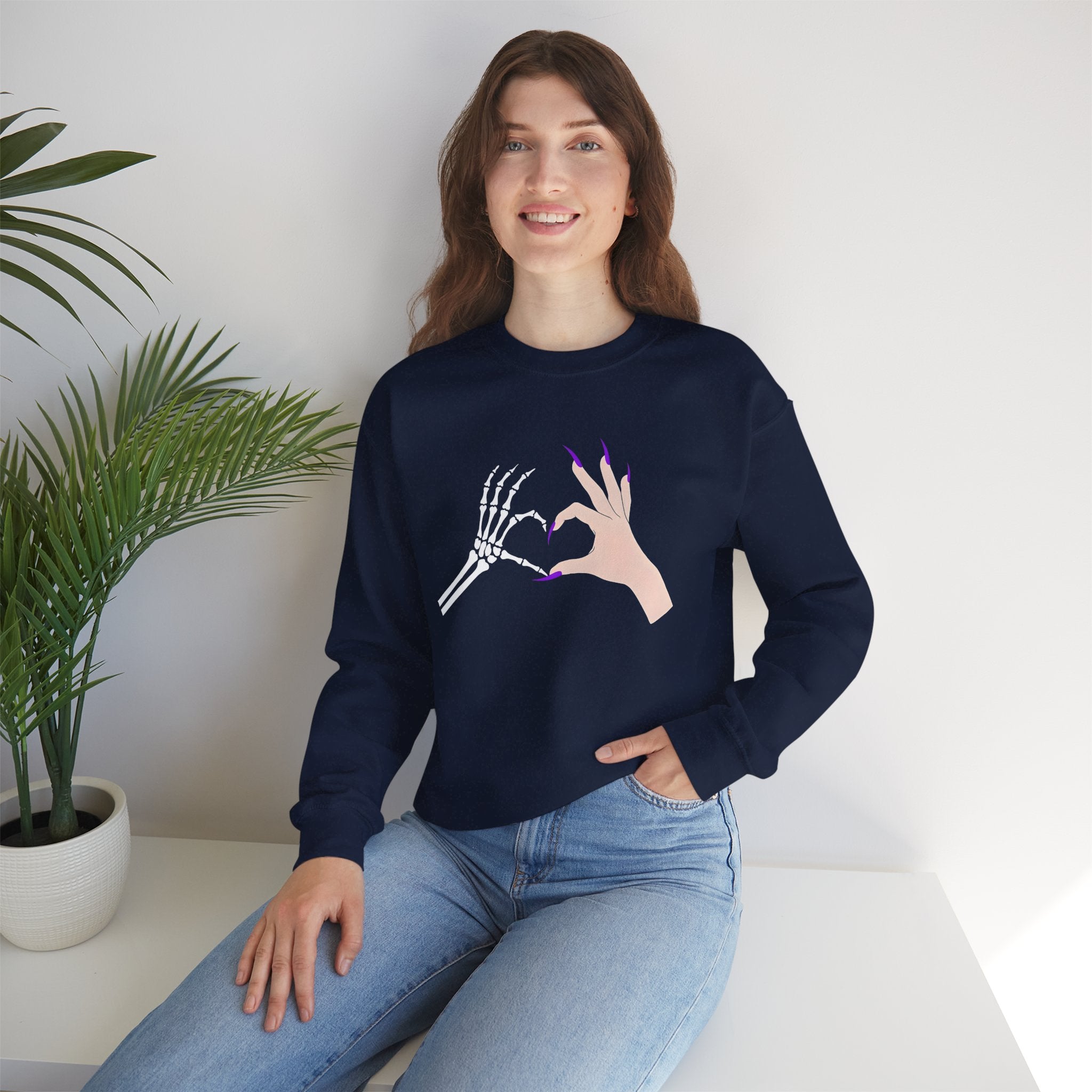 Skeleton Hand Heart Crewneck Sweatshirt