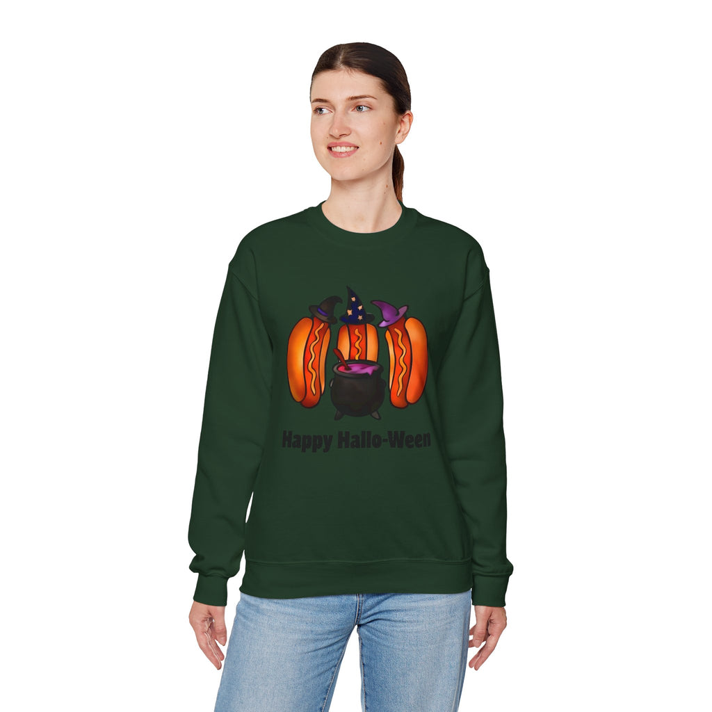 "Happy Hallo-Ween" Hotdog Witches Crewneck Sweatshirt