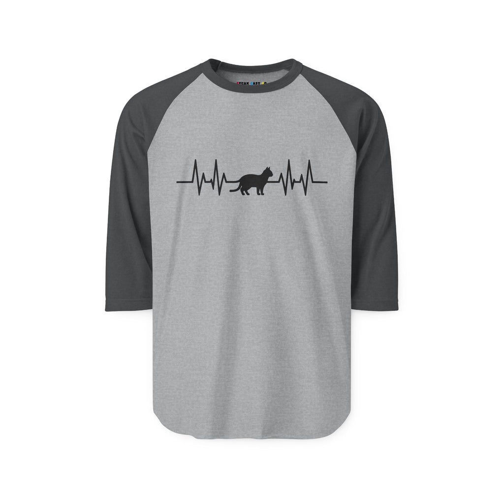 Black Cat Heartbeat 3/4th Sleeve Raglan Shirt