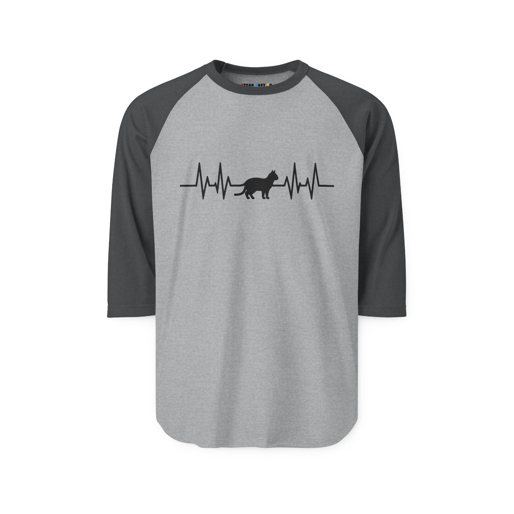Black Cat Heartbeat 3/4th Sleeve Raglan Shirt