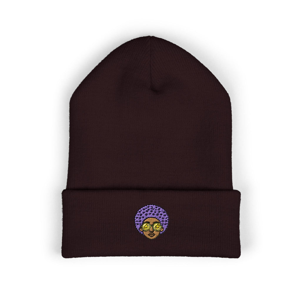Afro Embroidered Cuffed Beanie