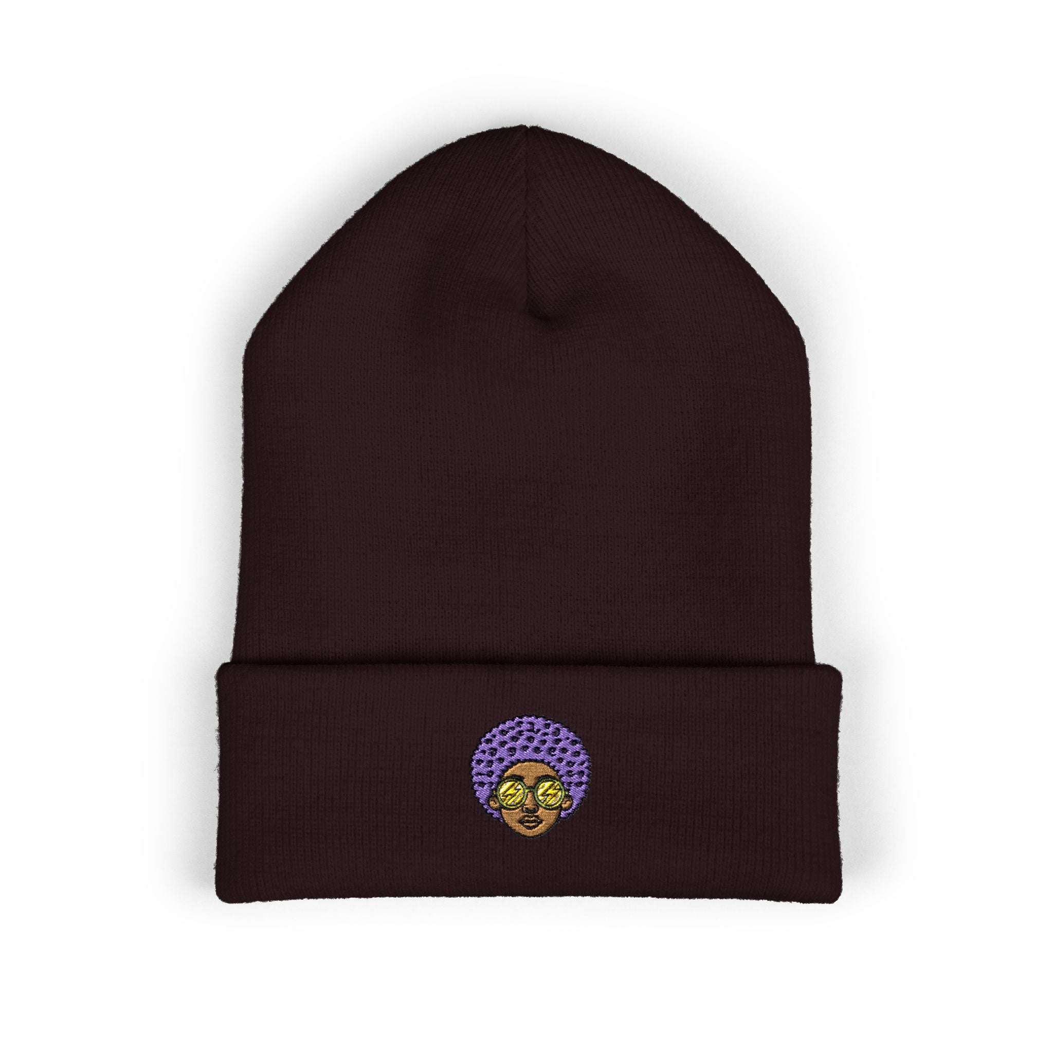 Afro Embroidered Cuffed Beanie