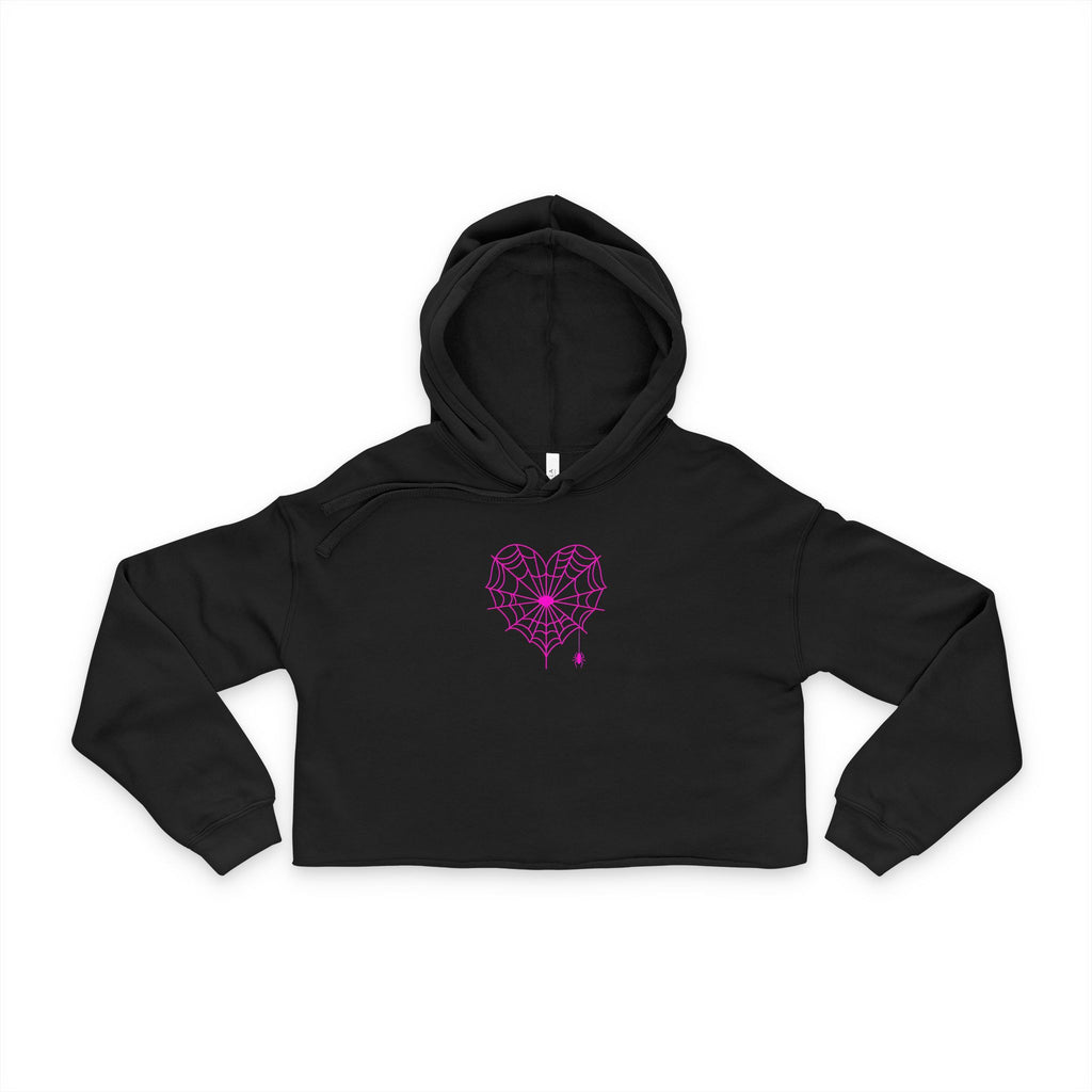 Spiderweb Heart Cropped Hoodie