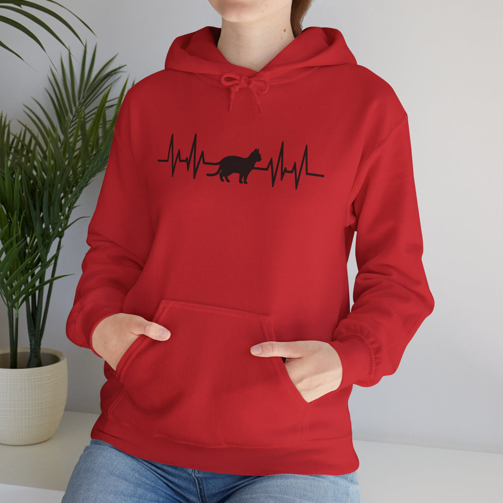 Black Cat Heartbeat Hoodie