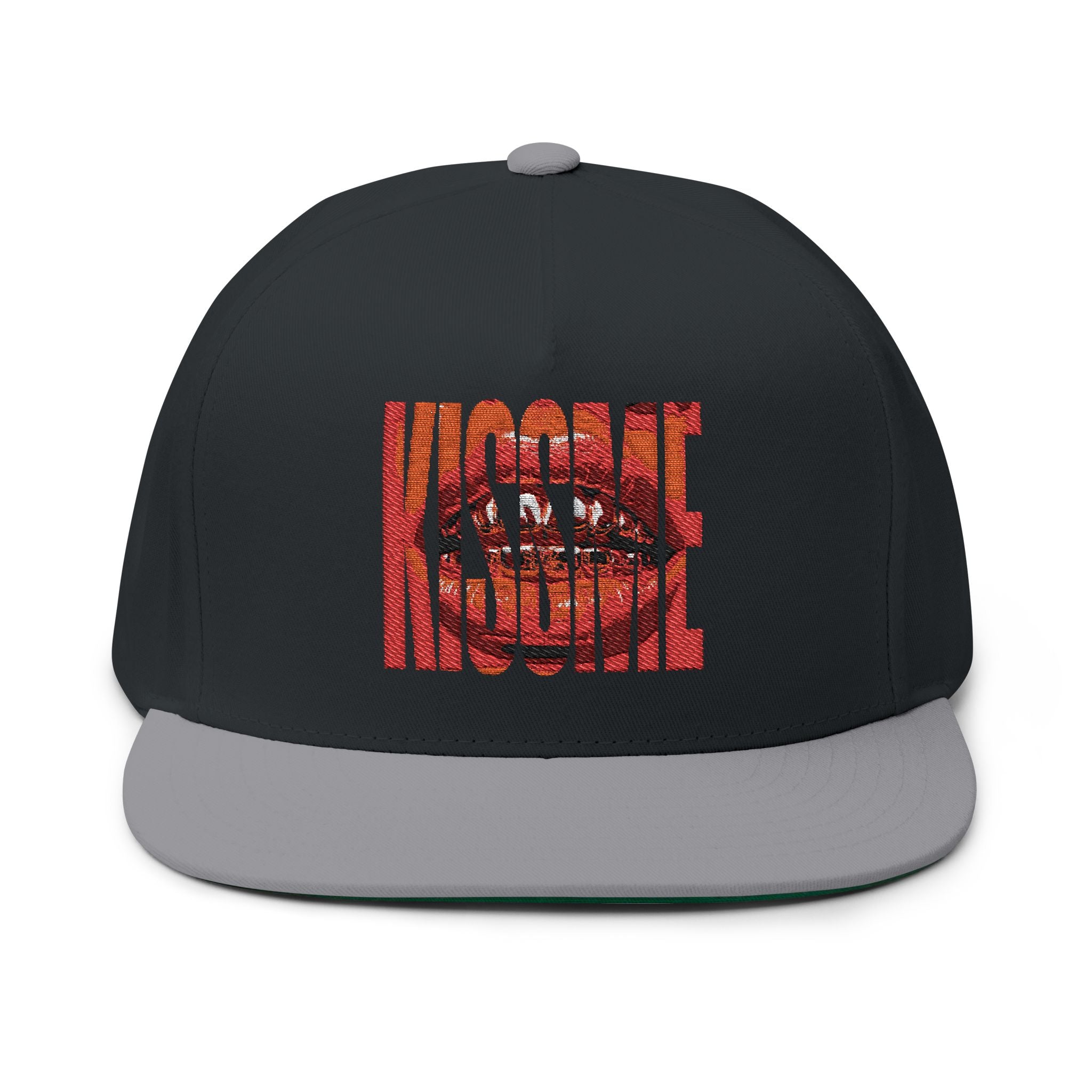 "Kiss Me" Embroidered Flat Bill Cap