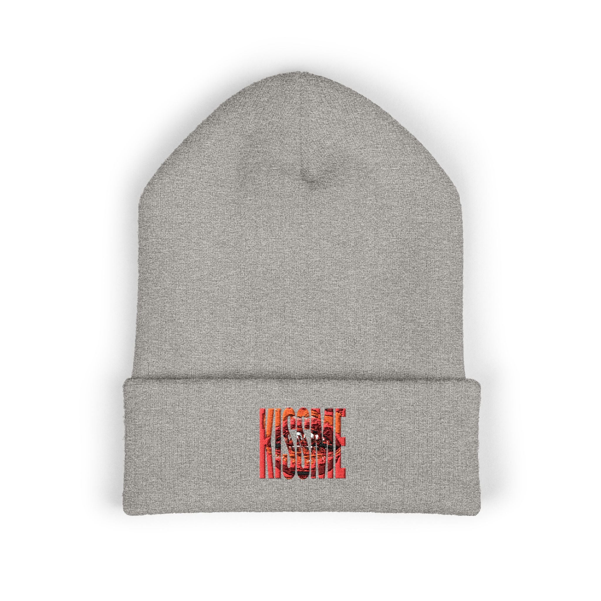 "Kiss Me" Embroidered Cuffed Beanie