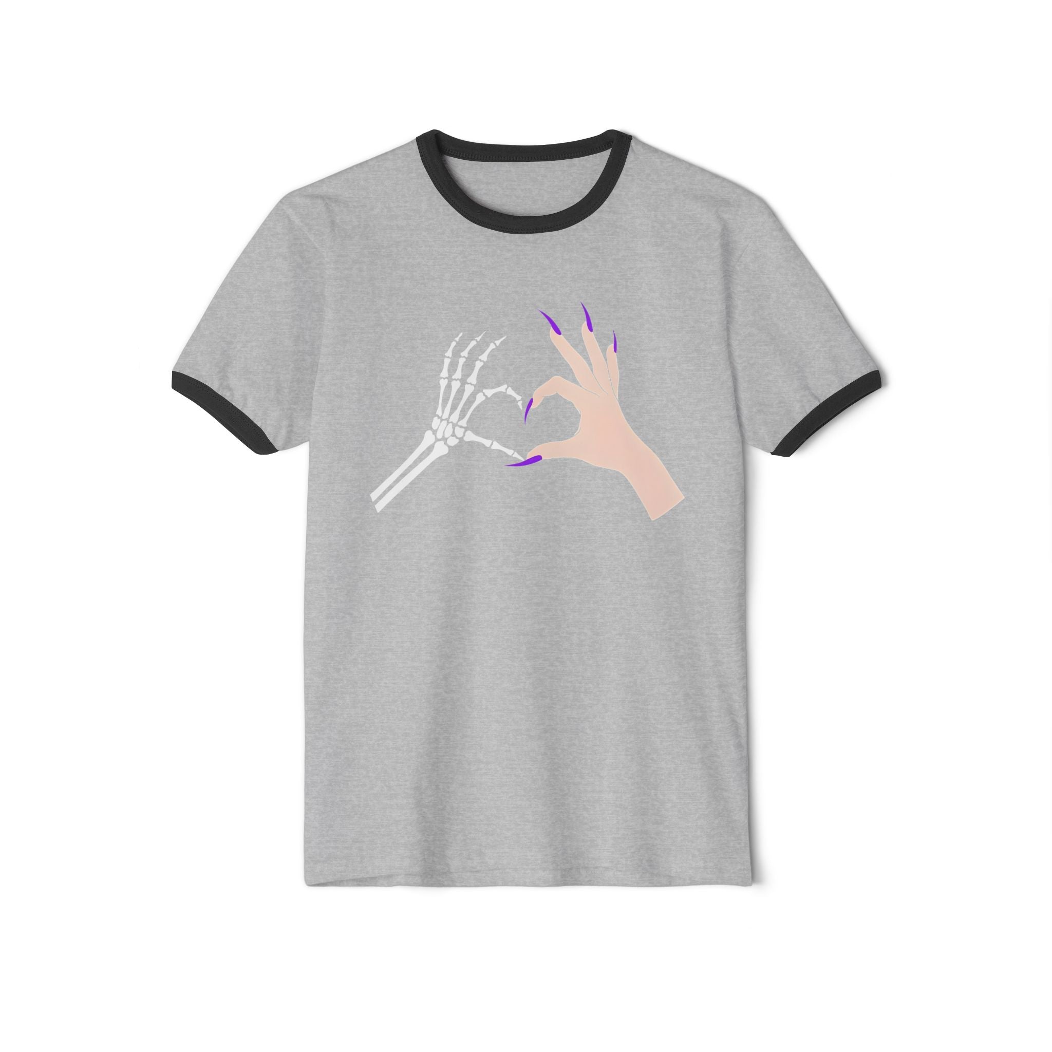 Skeleton Hand Heart Ringer Tee