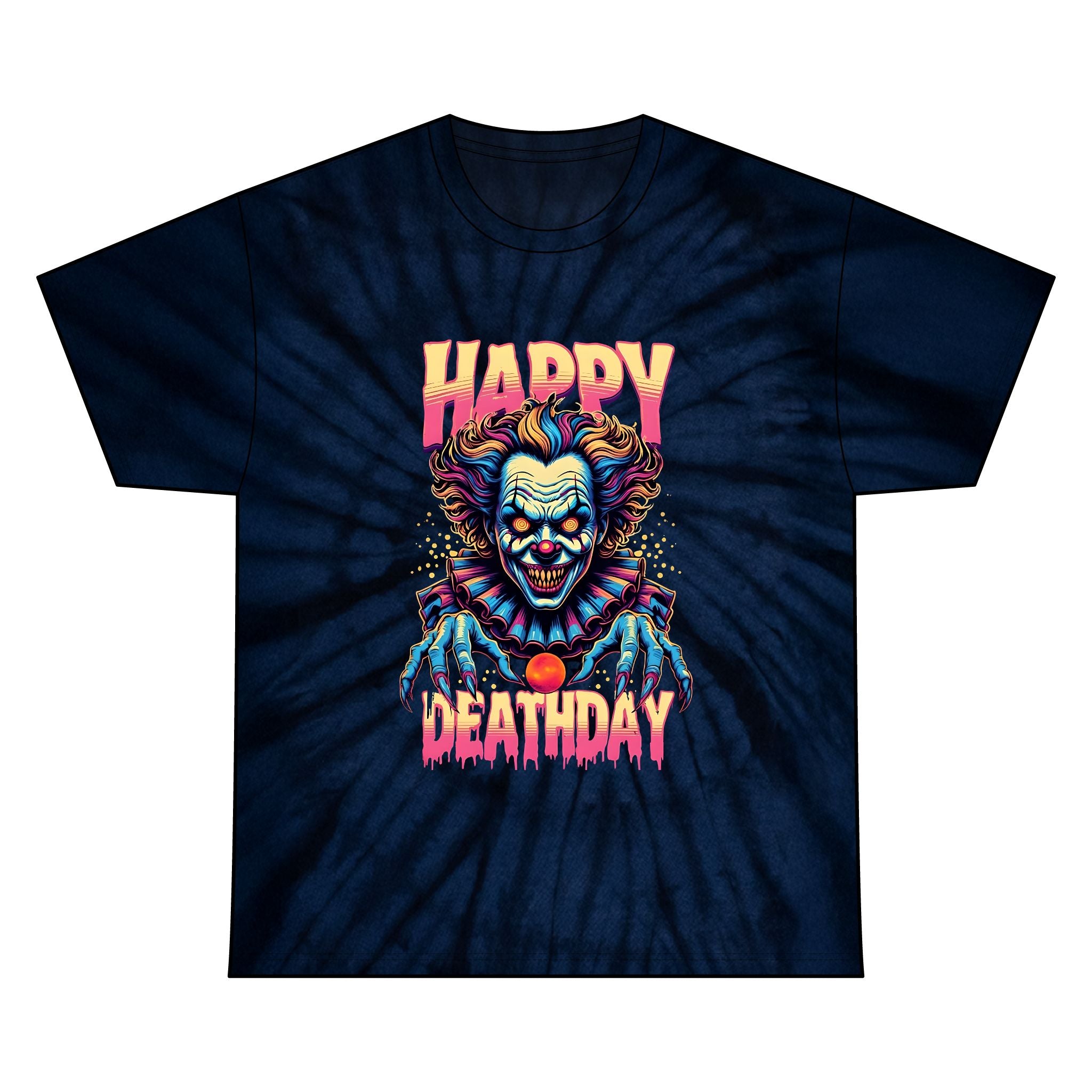 "Happy Deathday" Clown Tie-Dye Tee