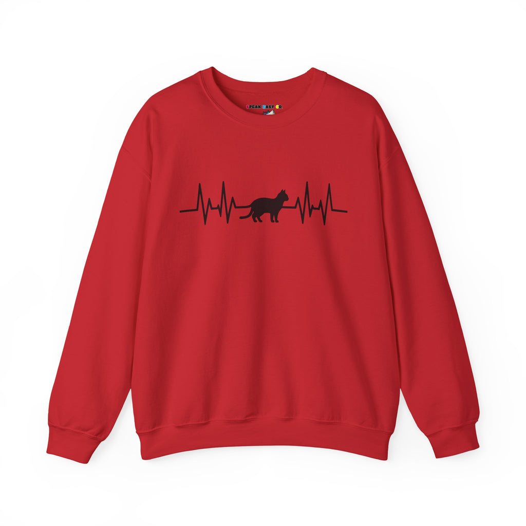 Black Cat Heartbeat Crewneck Sweatshirt