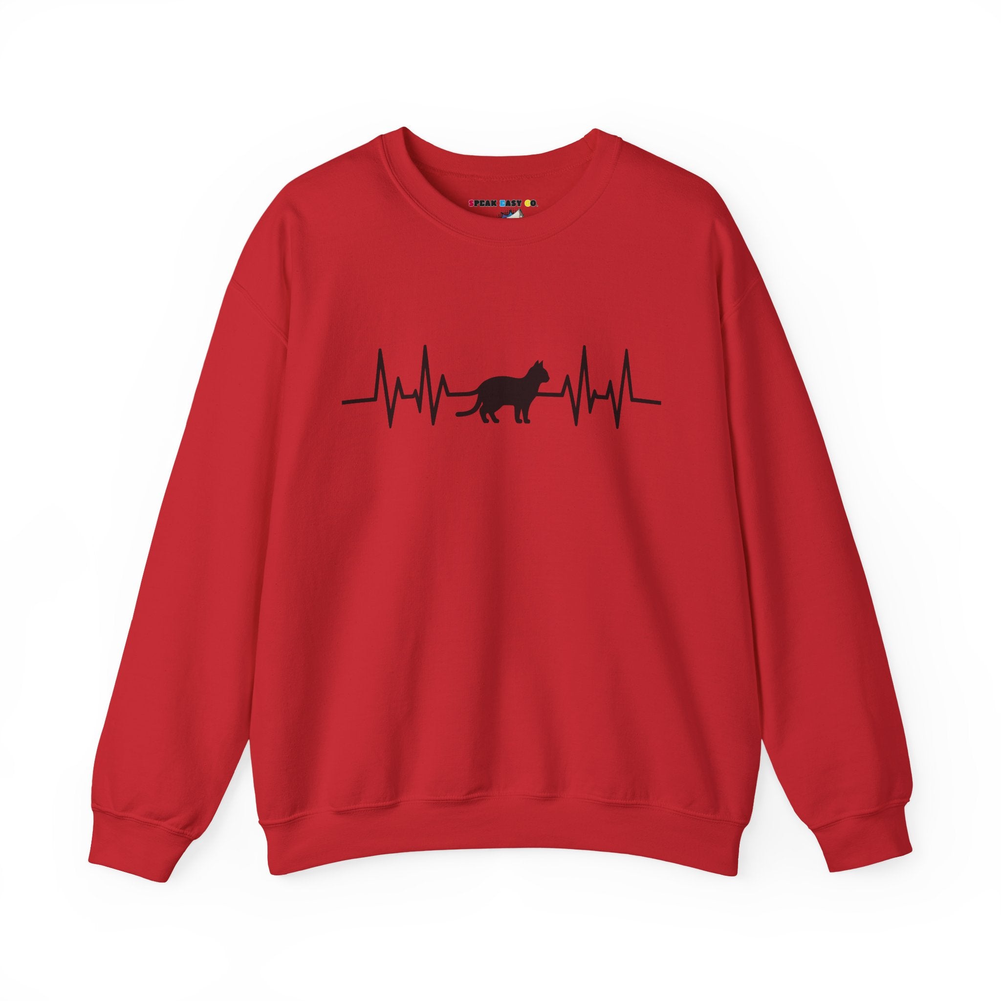 Black Cat Heartbeat Crewneck Sweatshirt