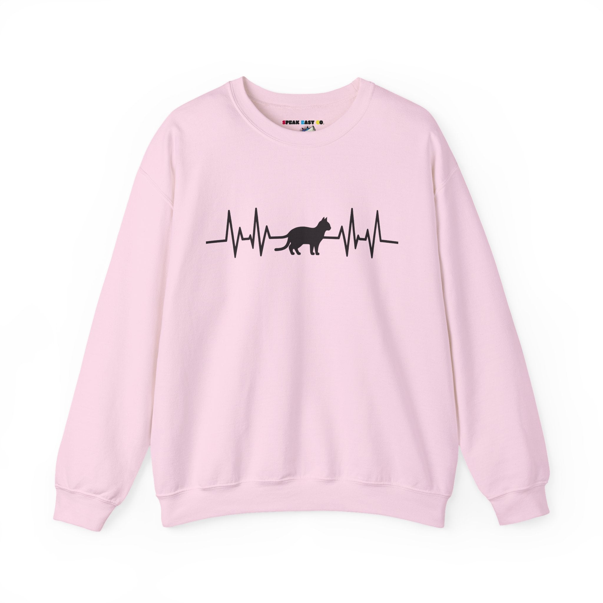 Black Cat Heartbeat Crewneck Sweatshirt