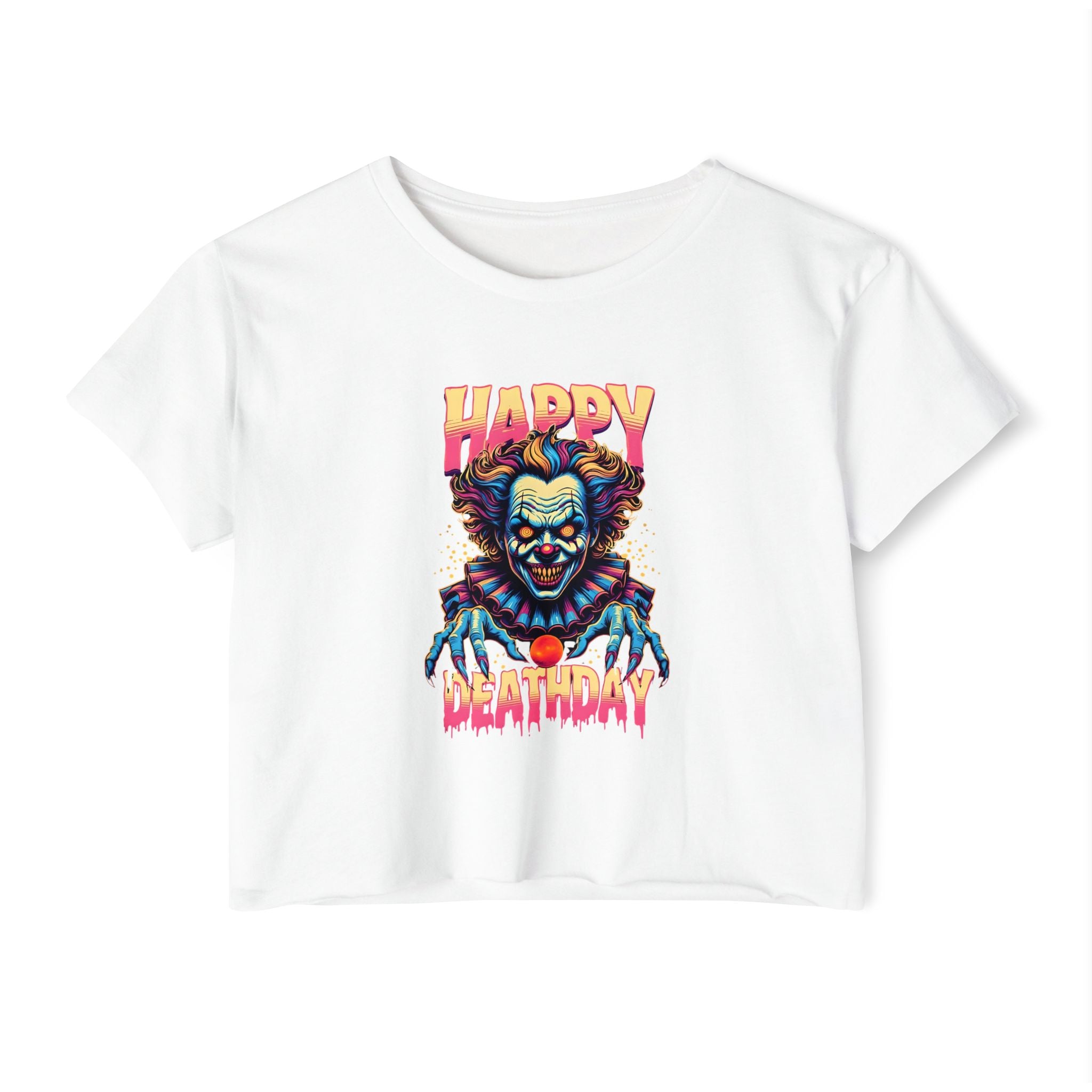 "Happy Deathday" Clown Cropped Tee