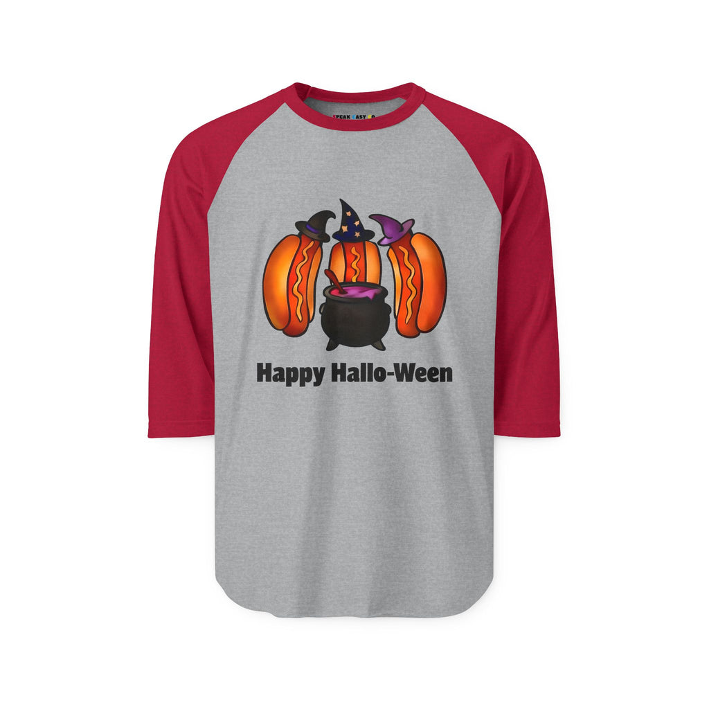 "Happy Hallo-Ween" Hotdog Witches 3/4th Sleeve Raglan Shirt