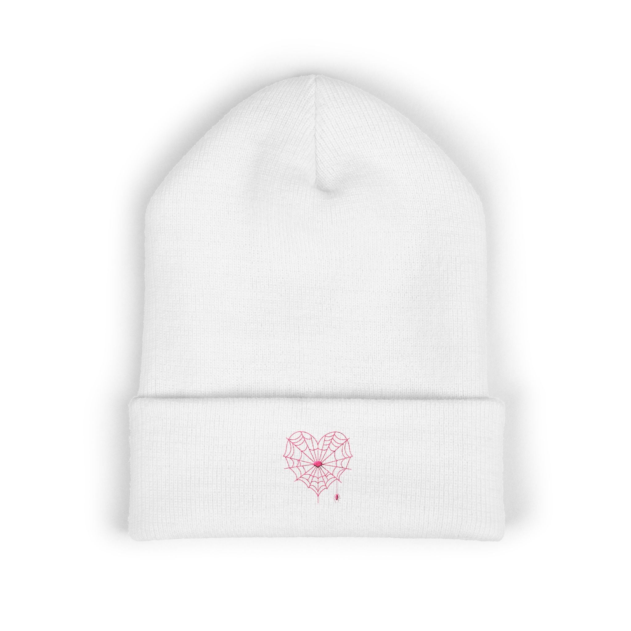 Spiderweb Heart Embroidered Cuffed Beanie
