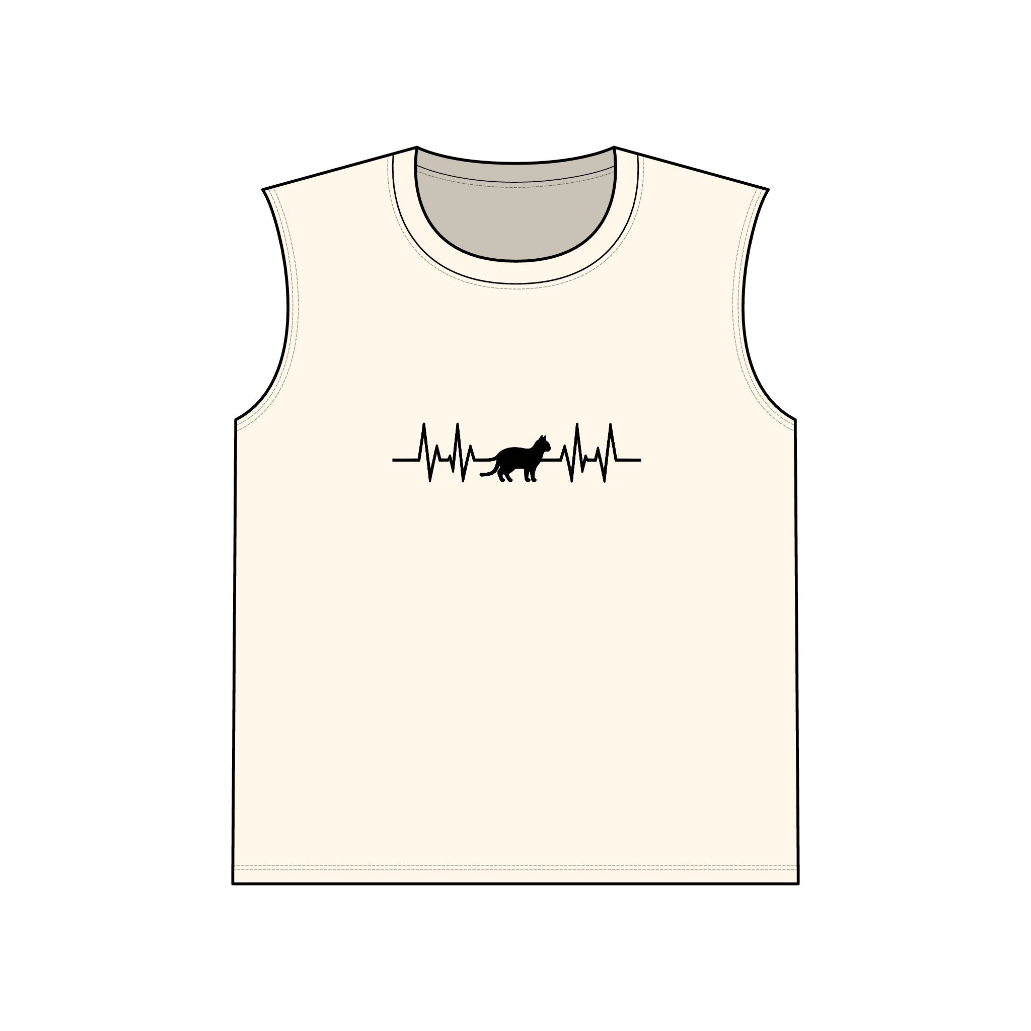 Black Cat Heartbeat Muscle Tank