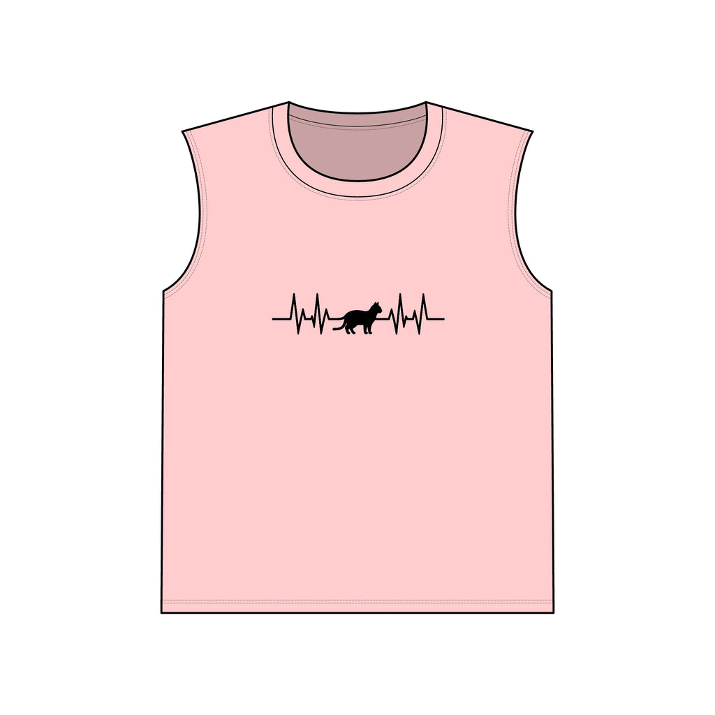 Black Cat Heartbeat Muscle Tank