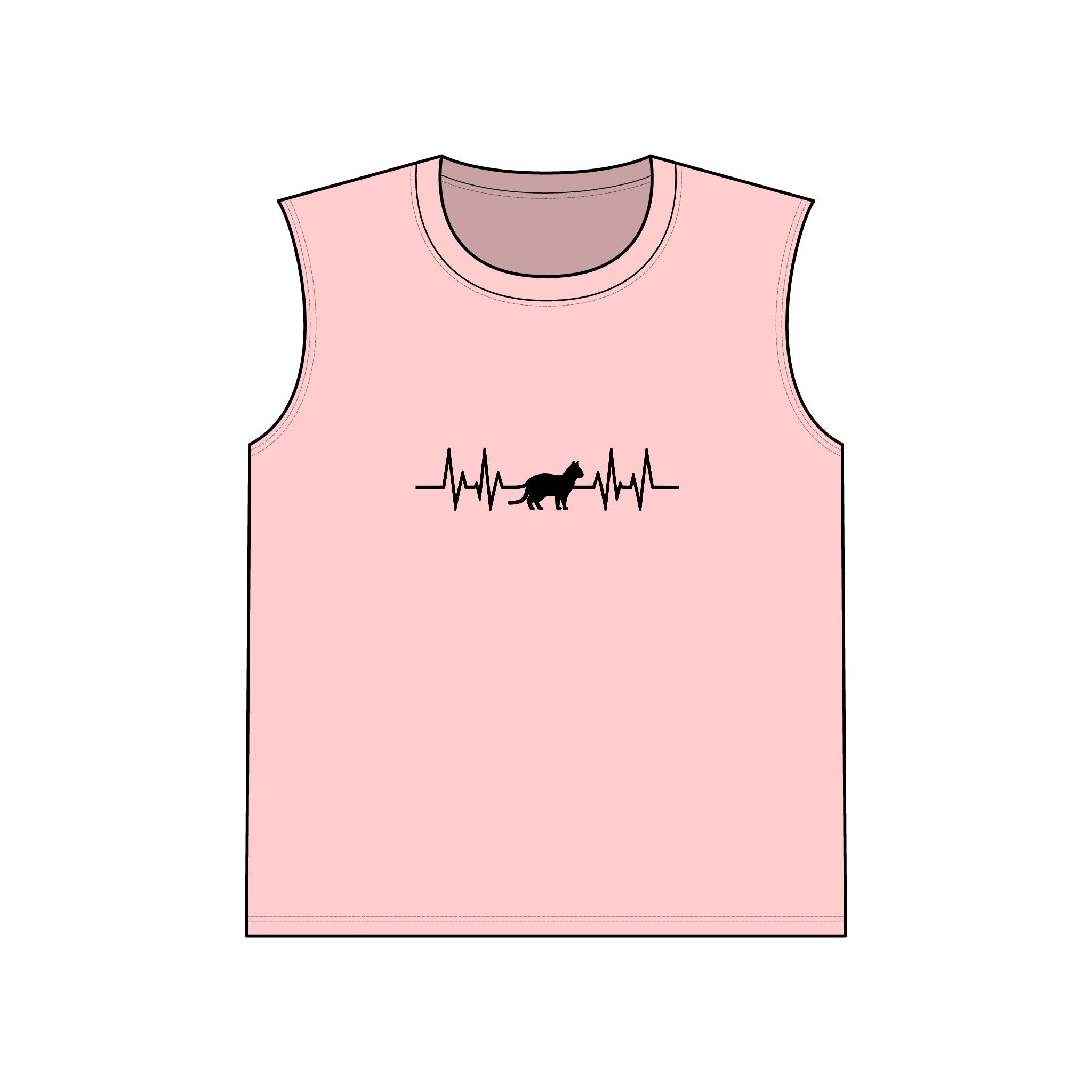 Black Cat Heartbeat Muscle Tank