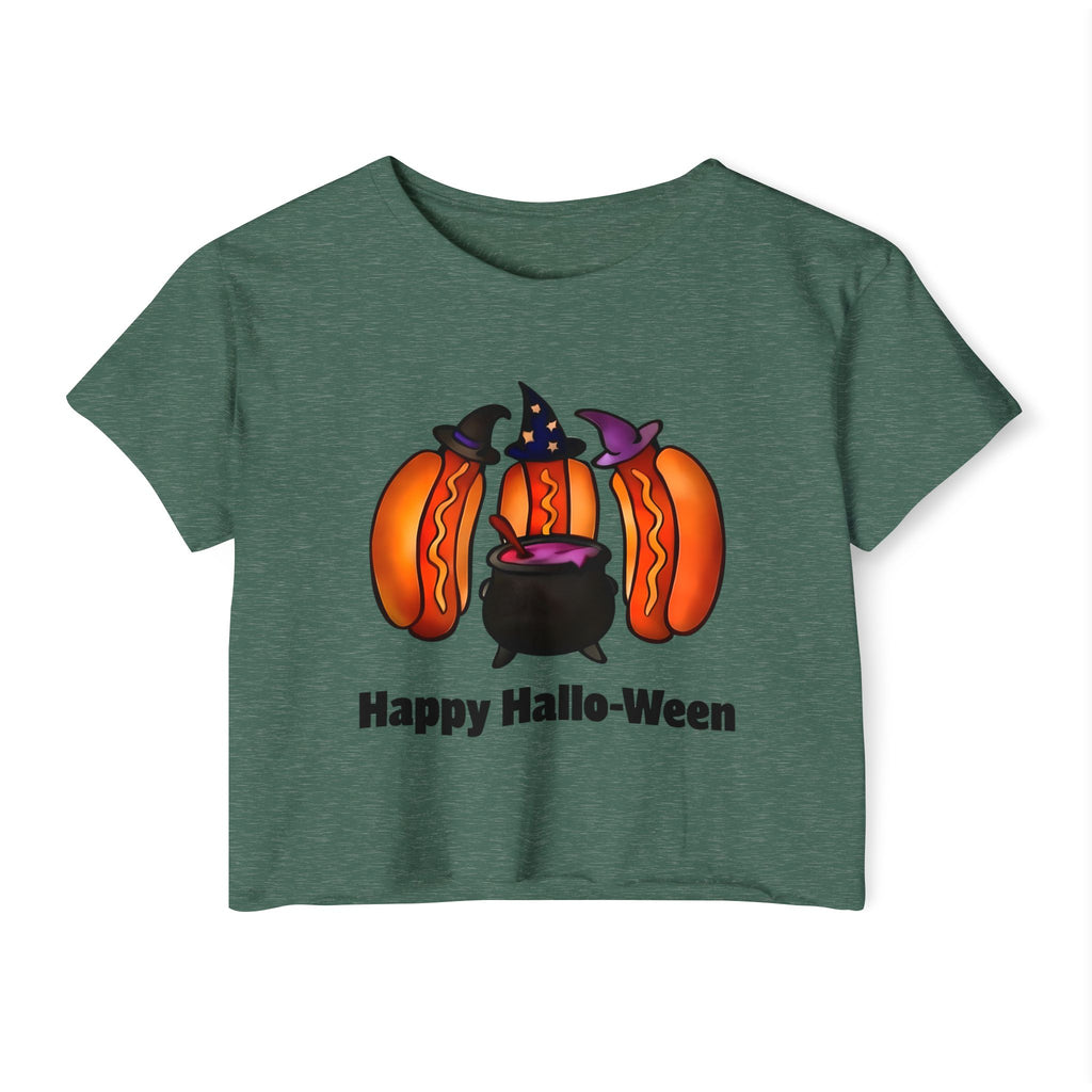 "Happy Hallo-Ween" Hotdog Witches Cropped Tee