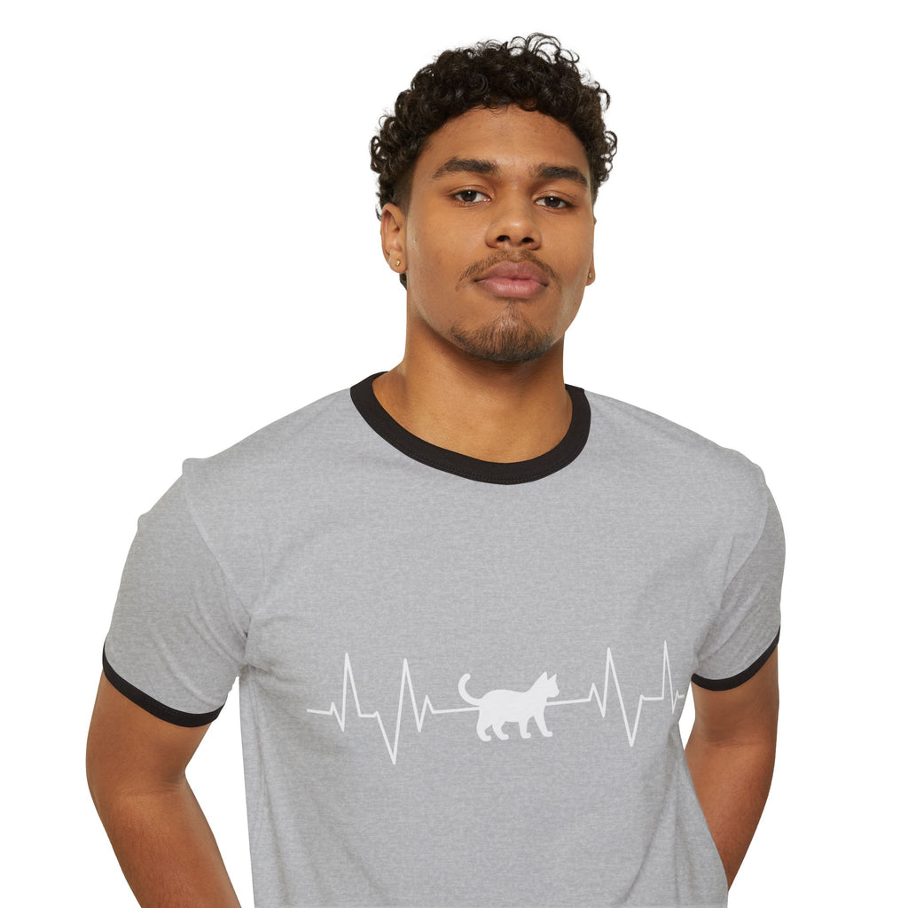 White Cat Heartbeat Ringer Tee