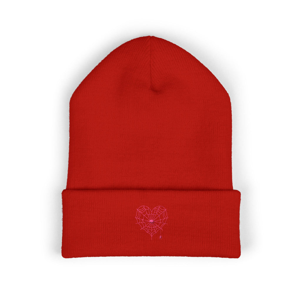 Spiderweb Heart Embroidered Cuffed Beanie