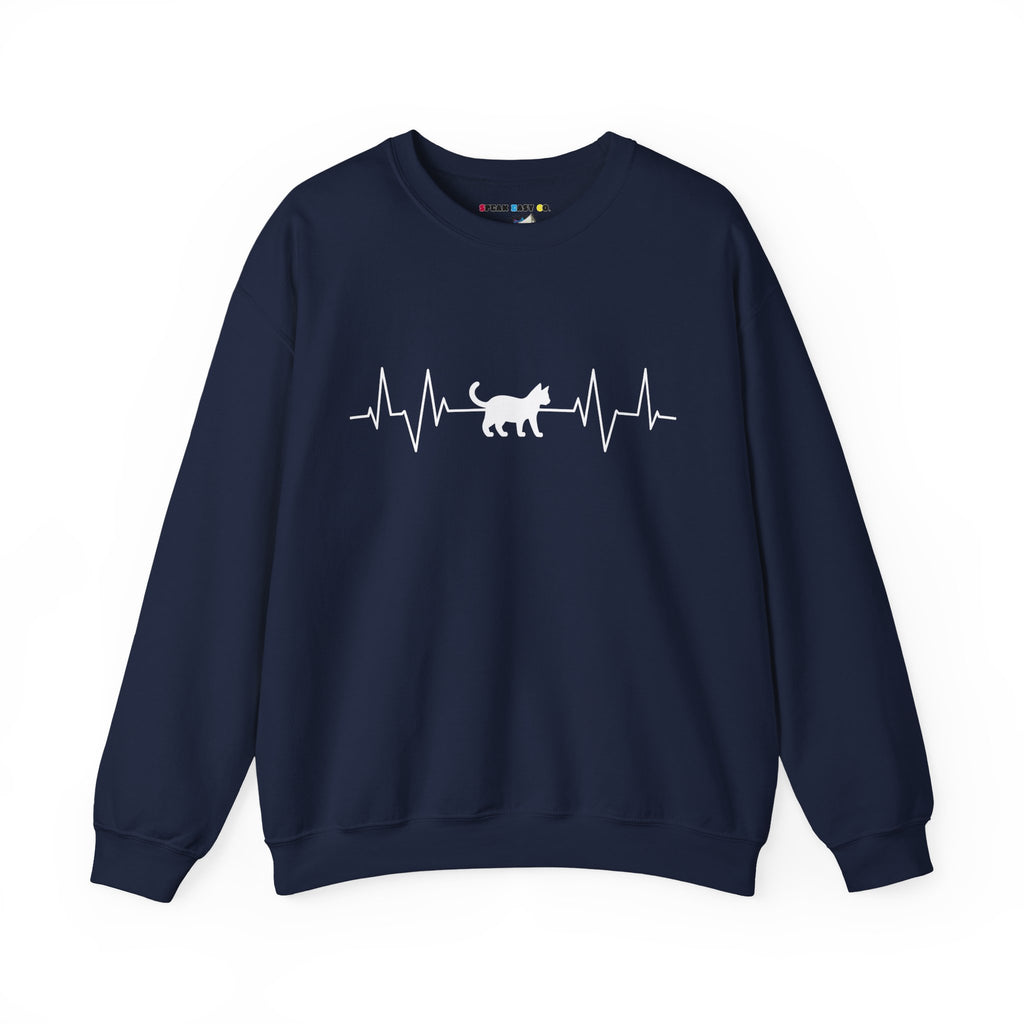 White Cat Heartbeat Crewneck Sweatshirt