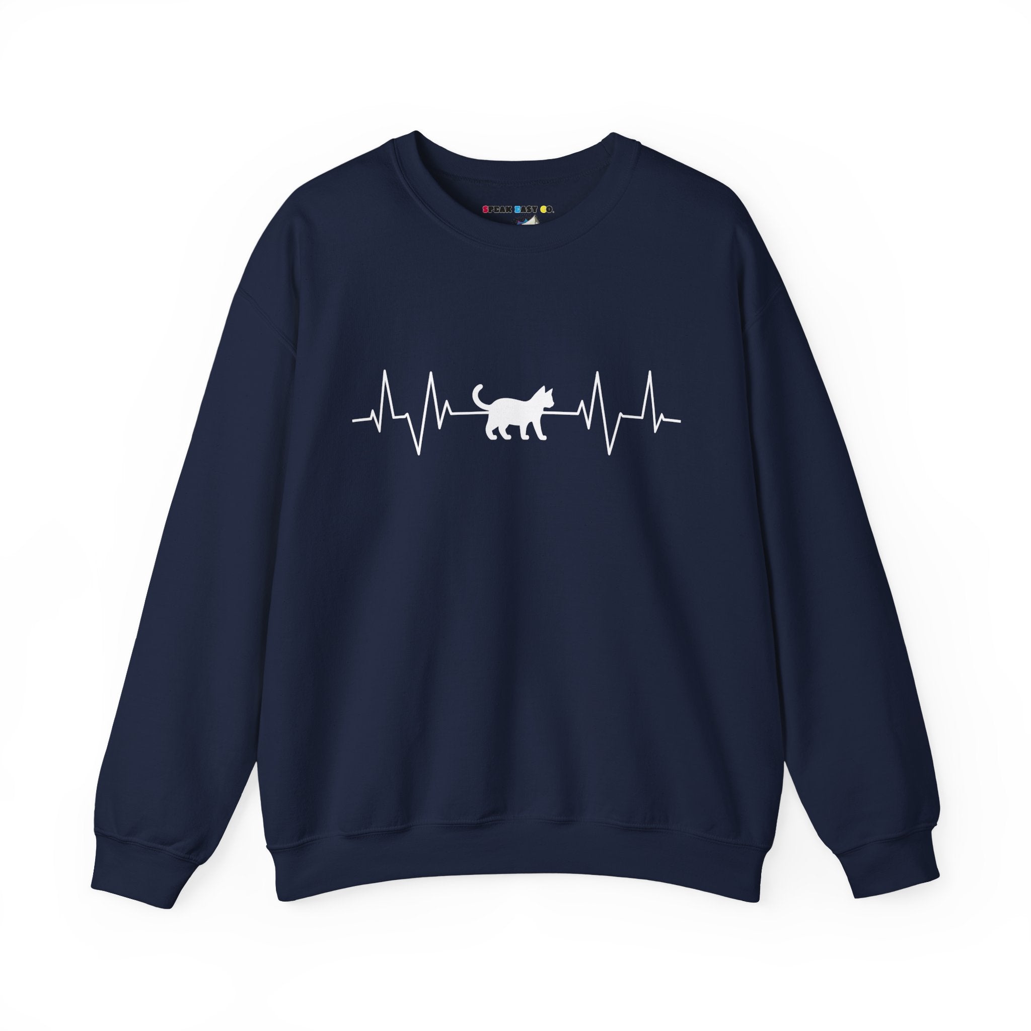 White Cat Heartbeat Crewneck Sweatshirt