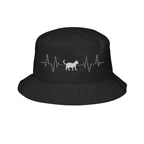 White Cat Heartbeat Embroidered Bucket Hat