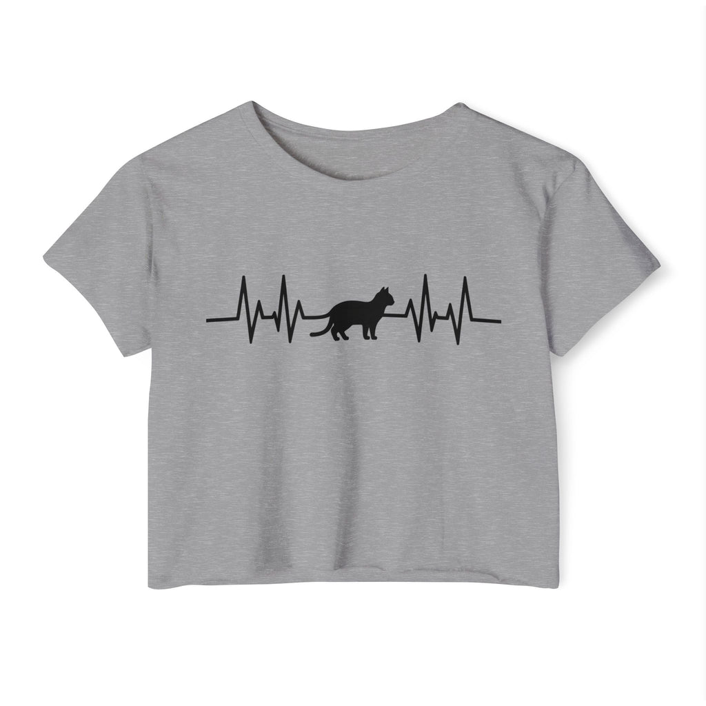 Black Cat Heartbeat Cropped Tee