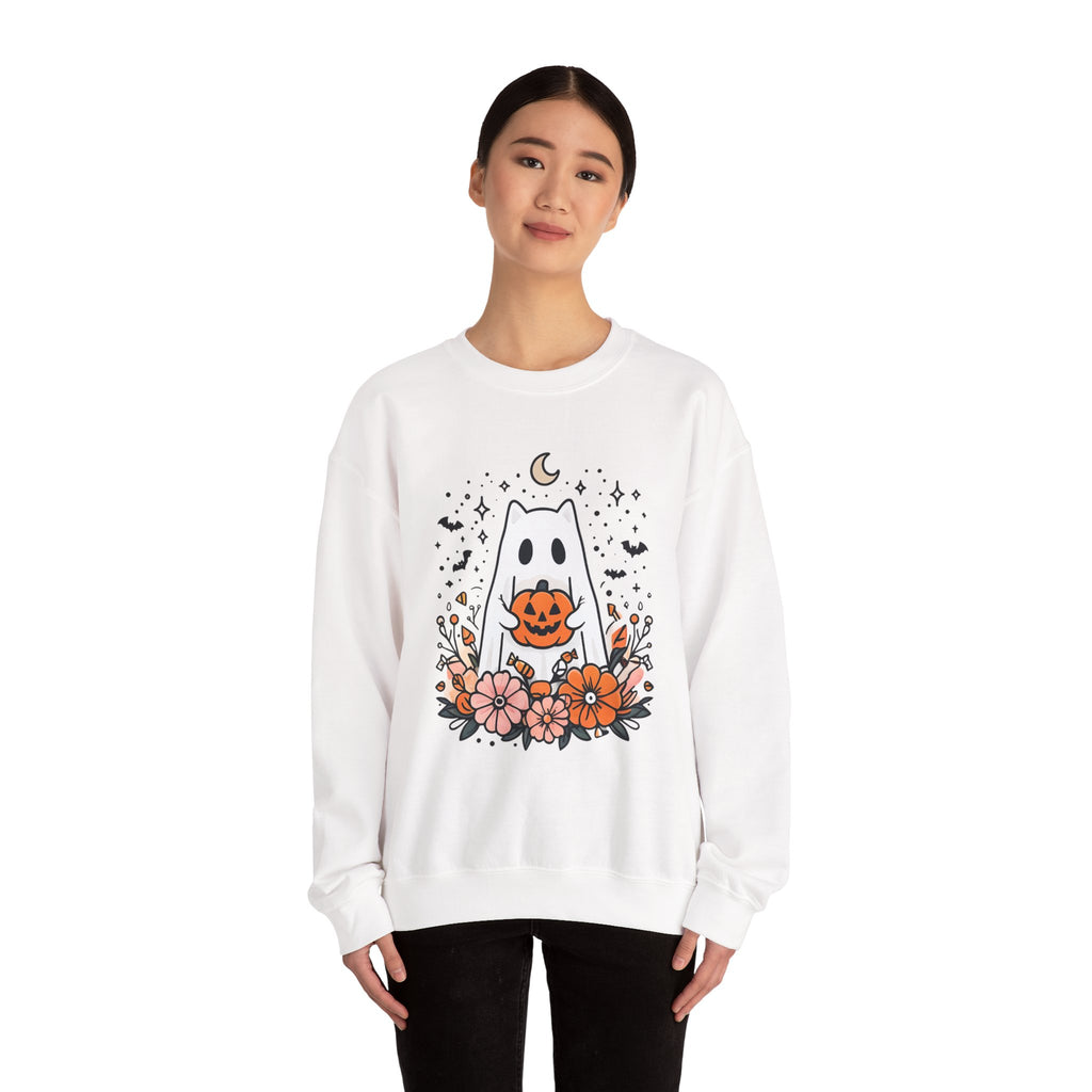 Cute Ghost Pumpkin Crewneck Sweatshirt