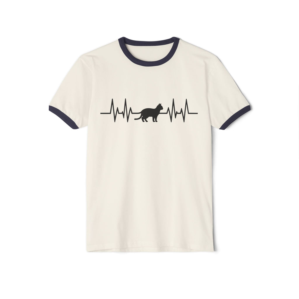 Black Cat Heartbeat Ringer Tee