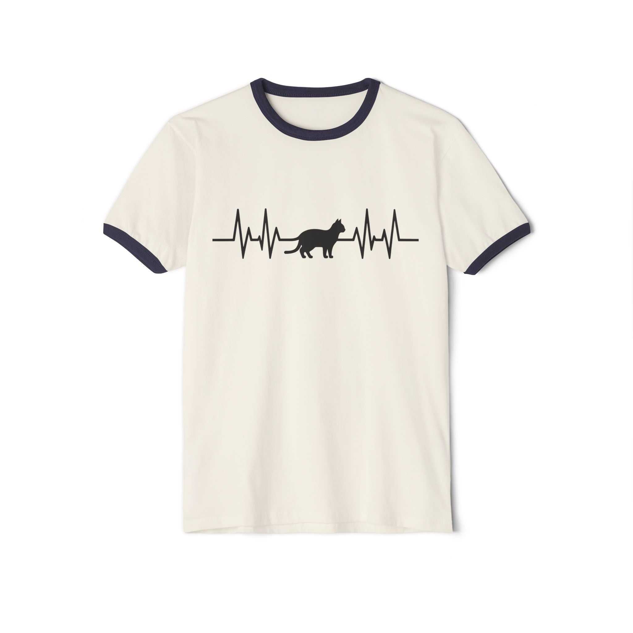 Black Cat Heartbeat Ringer Tee