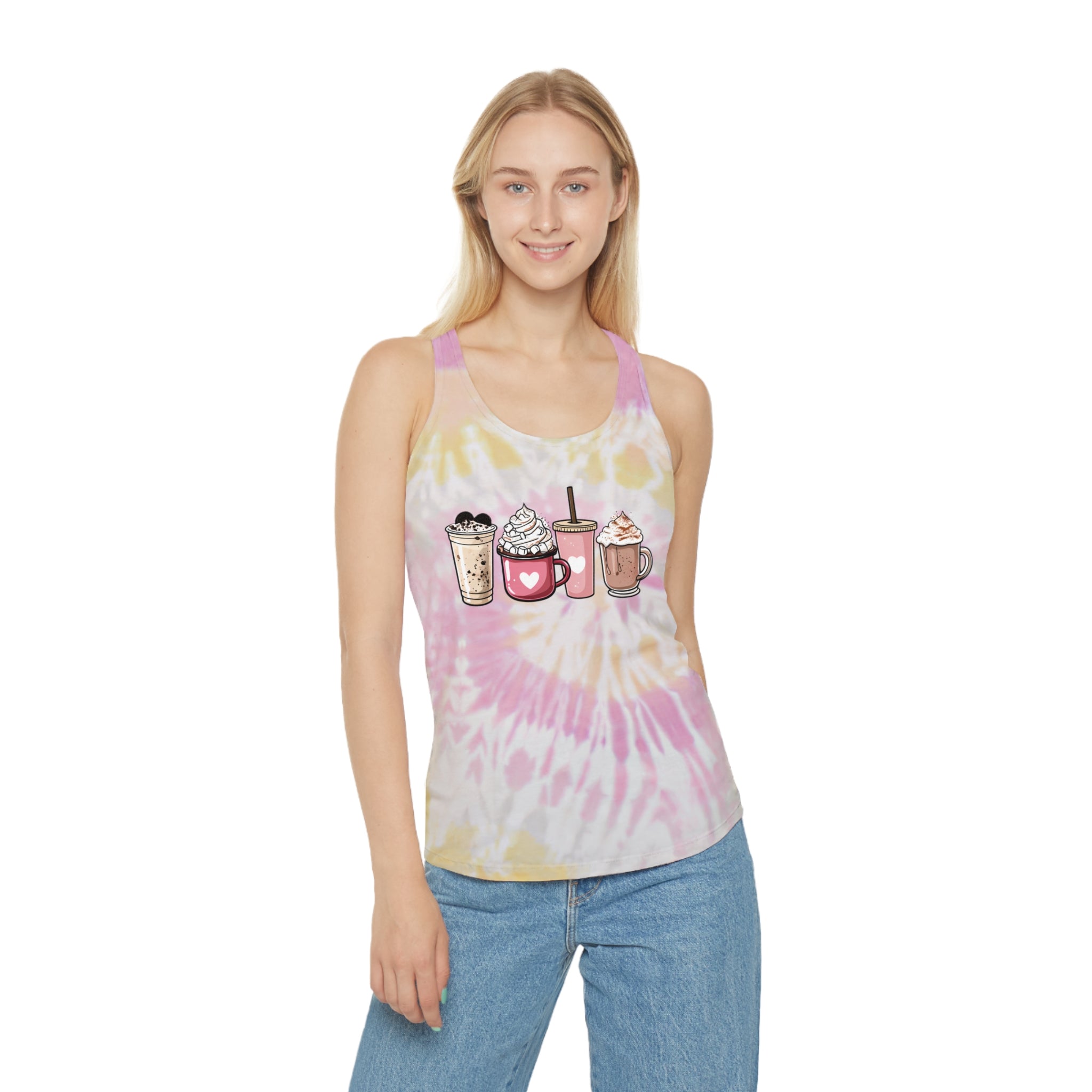 Coffee Lovers Tie-Dye Racerback Tank