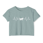 White Cat Heartbeat Cropped Tee
