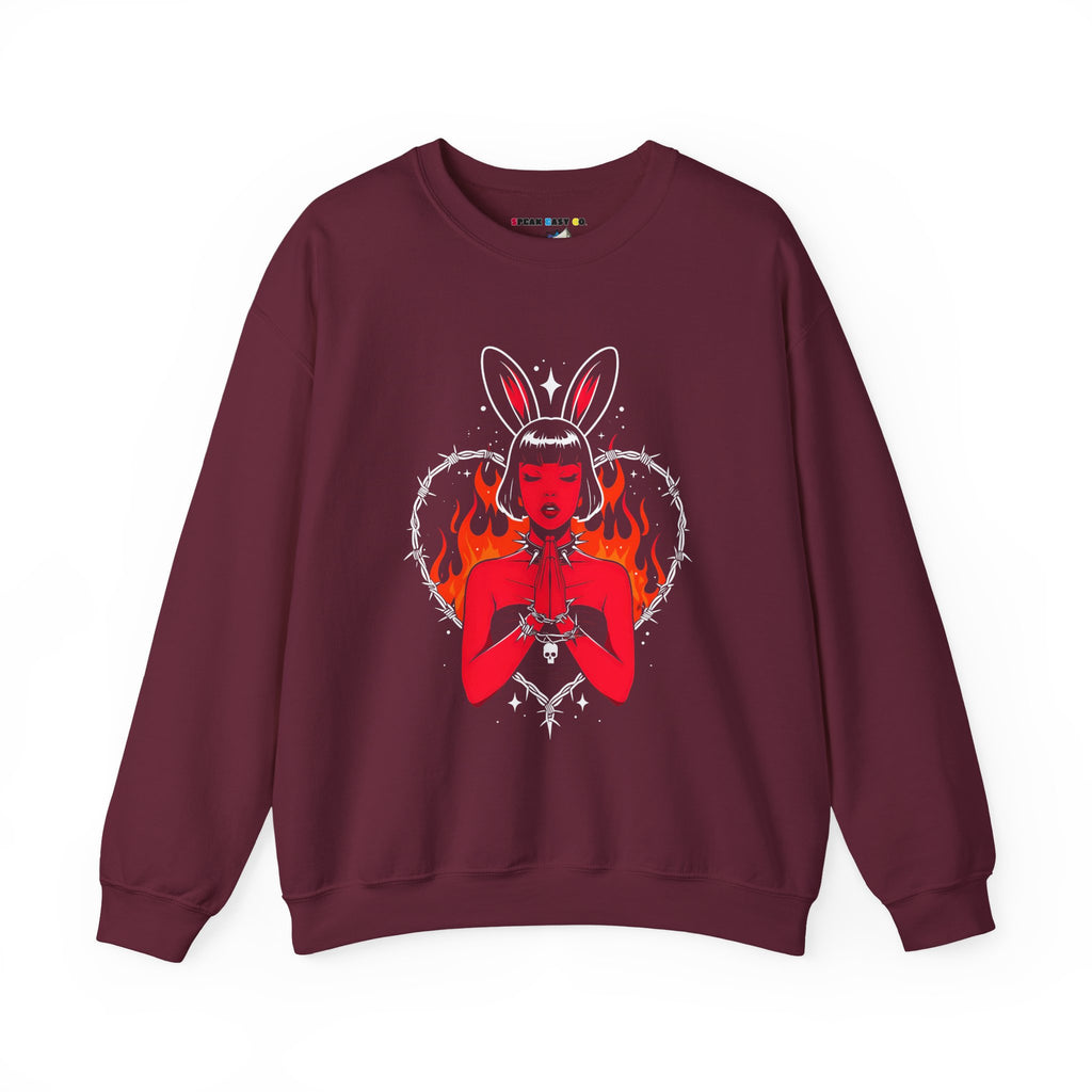 Edgy Bunny Heart Crewneck Sweatshirt