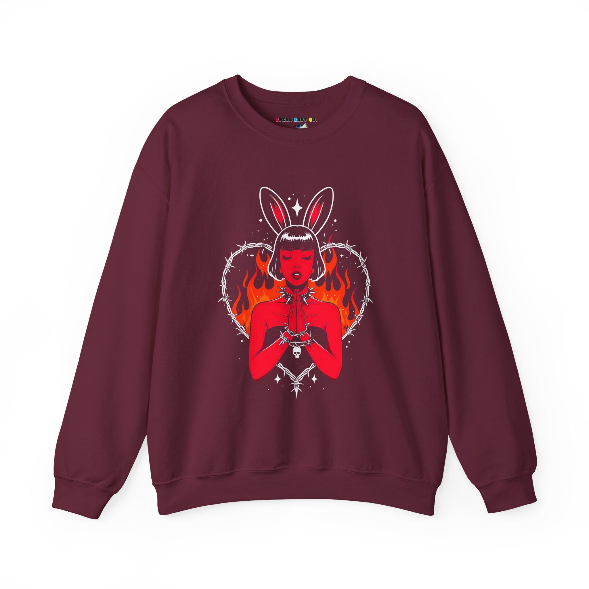Edgy Bunny Heart Crewneck Sweatshirt