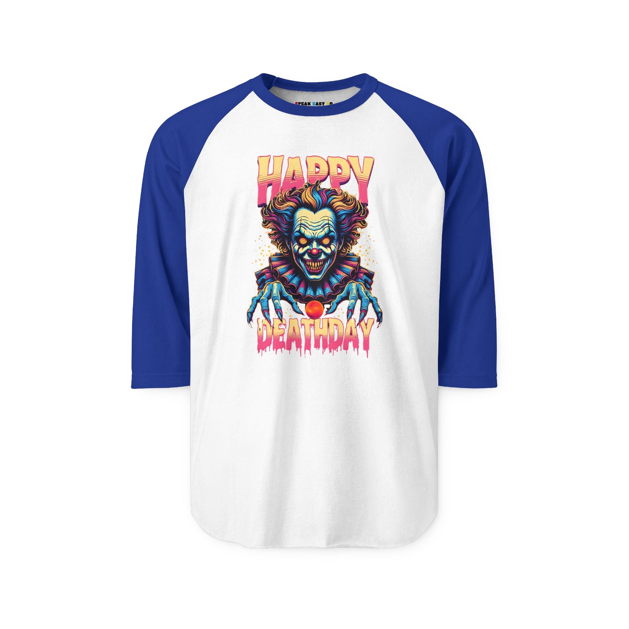 "Happy Deathday" Clown 3/4th Sleeve Raglan Shirt