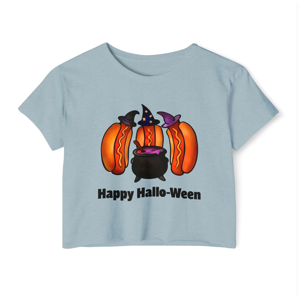 "Happy Hallo-Ween" Hotdog Witches Cropped Tee