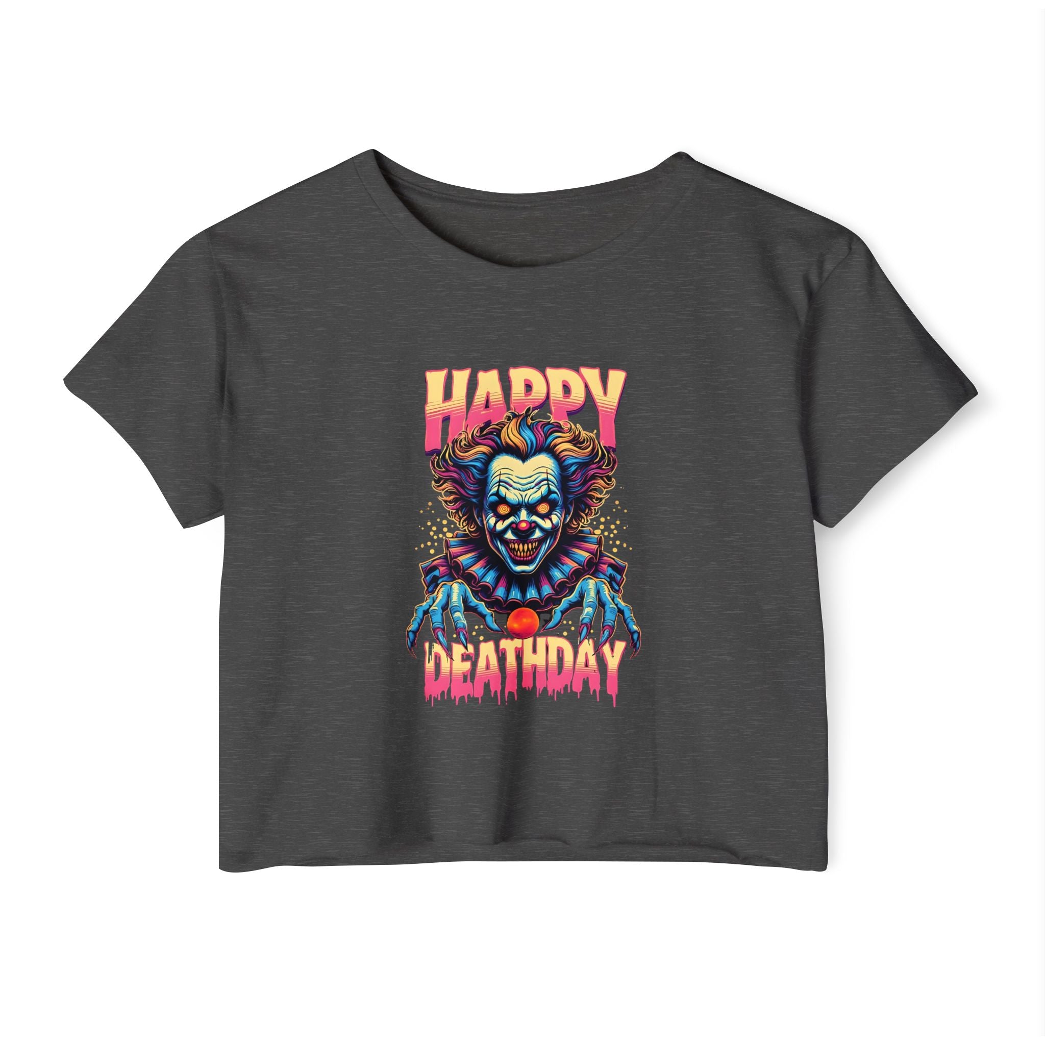 "Happy Deathday" Clown Cropped Tee